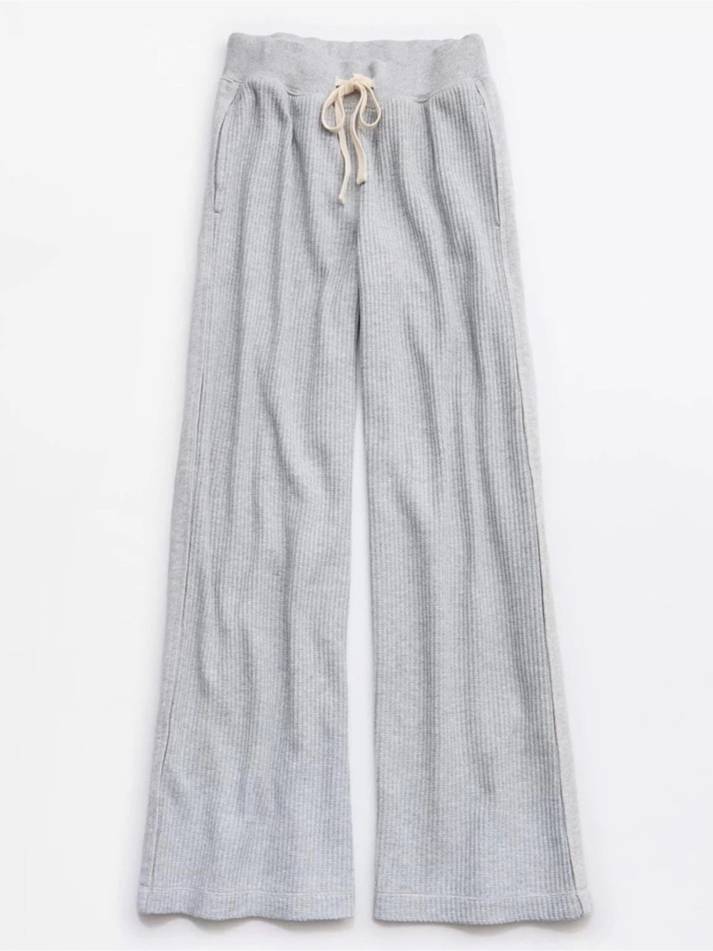 Aerie Cozy Waffle Pant Wide Leg Gray Large